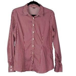 Thomas Pink Women’s Button Up Blouse Fitted Stretch Striped Size 16 US 12